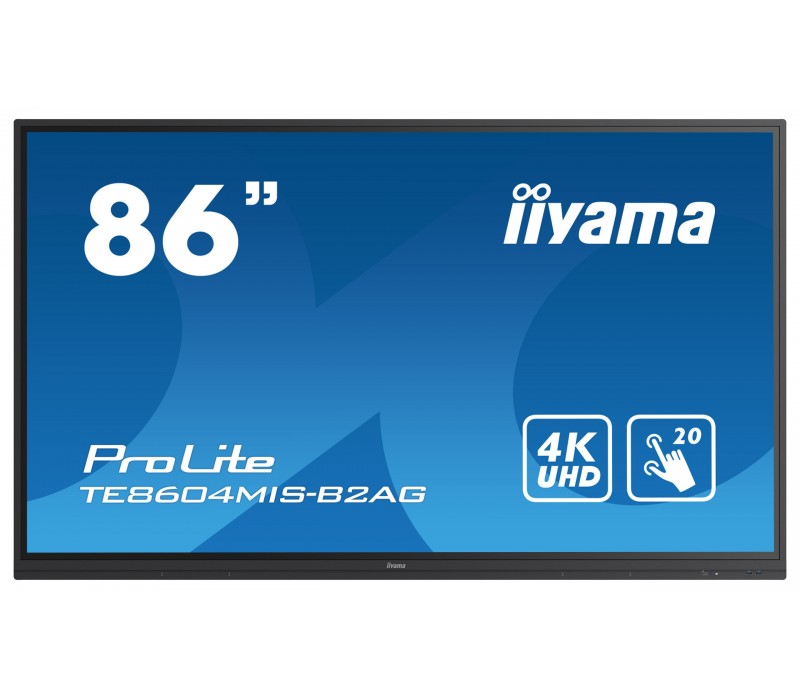 Monitor interaktywny iiyama TE8604MIS-B2AG 86", 4K, IPS LED, iiWare 9.0(Android), WiFi, Antyrefleks, SlotPC, 24/7, dotyk 20p