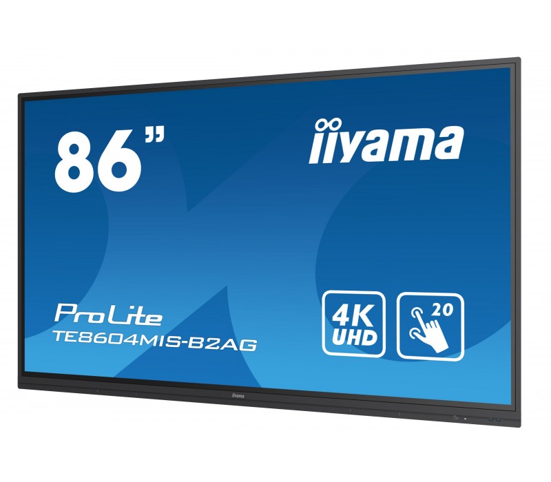 Monitor interaktywny iiyama TE8604MIS-B2AG 86", 4K, IPS LED, iiWare 9.0(Android), WiFi, Antyrefleks, SlotPC, 24/7, dotyk 20p