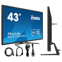 Monitor iiyama ProLite X4373UHSU-B1 43" VA LED, 4K, PbP, 3ms, DisplayPort, HDMI, FlickerFree, redukcja niebieskiego Å›wiatÅ‚a