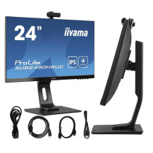 Monitor iiyama ProLite XUB2490HSUC-B1 24" IPS ze zintegrowaną kamerą i mikrofonem HDMI, VGA, DisplayPort, USB