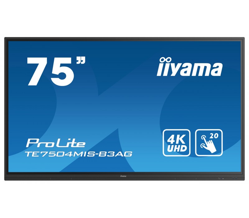 Monitor interaktywny iiyama ProLite TE7504MIS-B3AG 75", IPS, 4K, 24/7, Wifi, Android, USB-C, HDMI, VGA, Antyreflex
