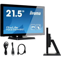 Monitor dotykowy 22" POS iiyama ProLite T2236MSC-B3 FHD 5ms IPS /VGA HDMI DP/ Głośniki,  PalmRejection