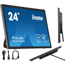 Monitor dotykowy 24" iiyama ProLite T2455MSC-B1 FHD IPS /HDMI DP/ Kamera+Mikrofon, Powłoka NANO, Głośniki