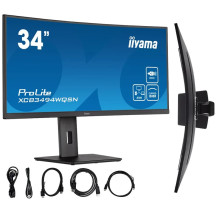 Monitor iiyama ProLite XCB3494WQSN-B5 34" Curved UWQHD VA LED 0,4ms 120Hz /USB-C HDMI DP/ KVM FreeSync FlickerFree