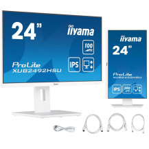 Monitor iiyama ProLite XUB2492HSU-W6 24" IPS LED 100Hz 0,4ms /HDMI DisplayPort/ hub USB FlickerFree HAS Biały
