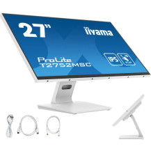 Biały monitor dotykowy iiyama ProLite T2752MSC-W1 27" IPS LED /HDMI, DisplayPort/ Głośniki, Powłoka NANO