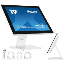 Biały monitor dotykowy iiyama ProLite T1932MSC-W1SAG 19" IPS LED 5:4 /VGA, HDMI, DisplayPort/ IP54, głośniki