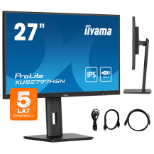 OUTLET Monitor iiyama ProLite XUB2797HSN-B1 27" IPS LED 1ms 100Hz /HDMI DP/ Wbudowana stacja dokująca USB-C, FlickerFree