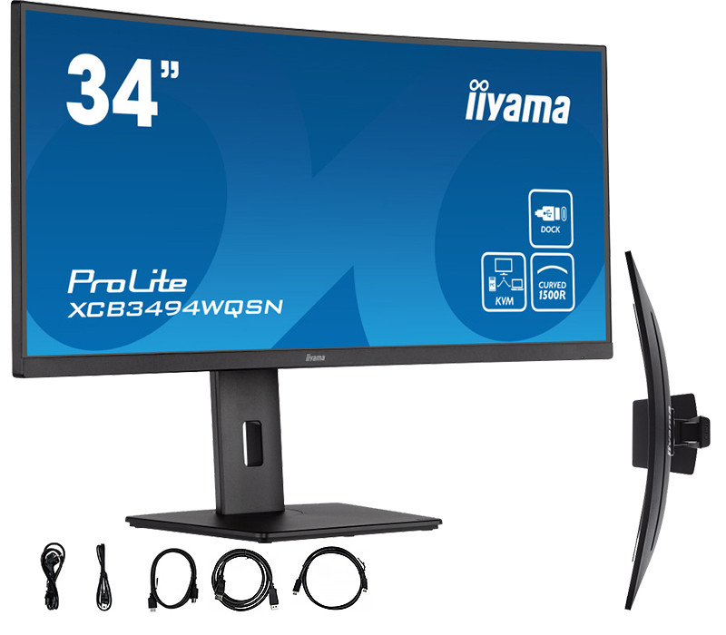 OUTLET Monitor iiyama ProLite XCB3494WQSN-B5 34" Curved UWQHD VA LED 0,4ms 120Hz /USB-C HDMI DP/ KVM FreeSync FlickerFree