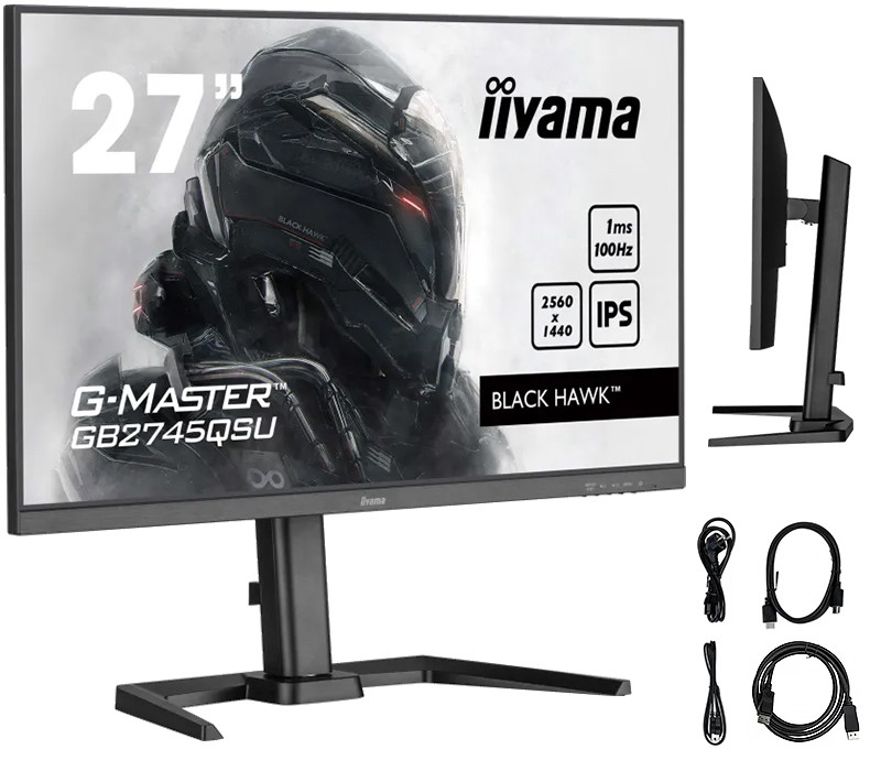 OUTLET Monitor iiyama G-Master GB2745QSU-B2 Black Hawk 27" WQHD IPS LED 100Hz 1ms /HDMI DisplayPort/ hub USB FlickerFree HAS