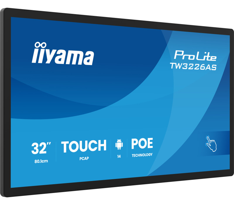 Monitor interaktywny iiyama 32" TW3226AS-B3P Android 14 z GMS, PoE, mikrofon, głośniki, 24/7, iiSignage²