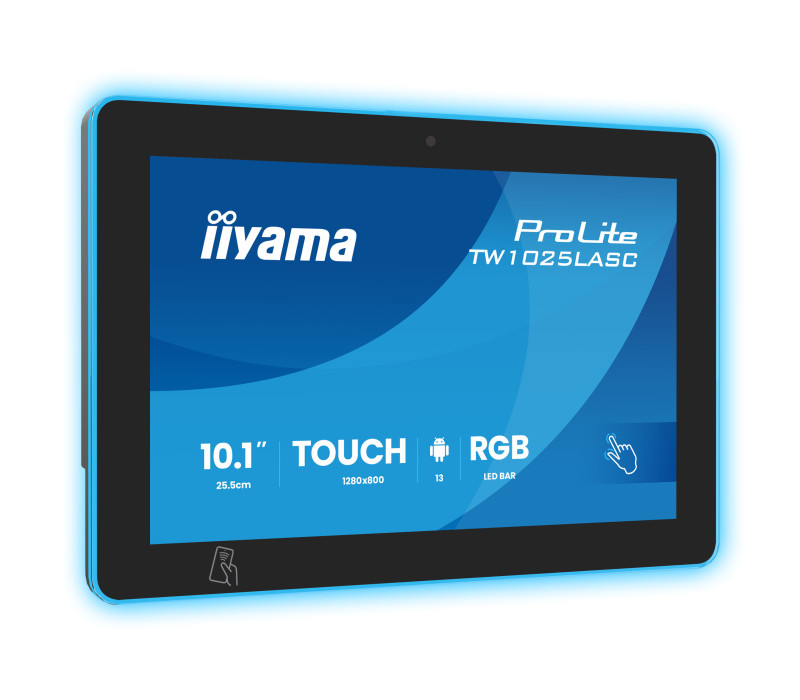 Monitor dotykowy iiyama TW1025LASC-B3PNR 10" Android 16, POE, NFC/RFID, LED RGB, iiSignage², Kamera, Mikrofon, Głośniki