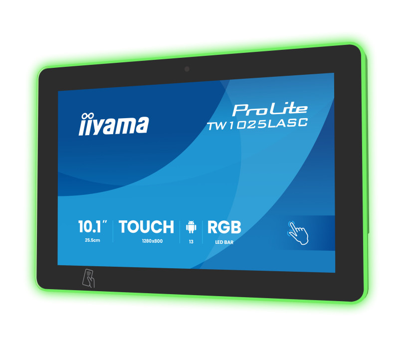 Monitor dotykowy iiyama TW1025LASC-B3PNR 10" Android 16, POE, NFC/RFID, LED RGB, iiSignage², Kamera, Mikrofon, Głośniki