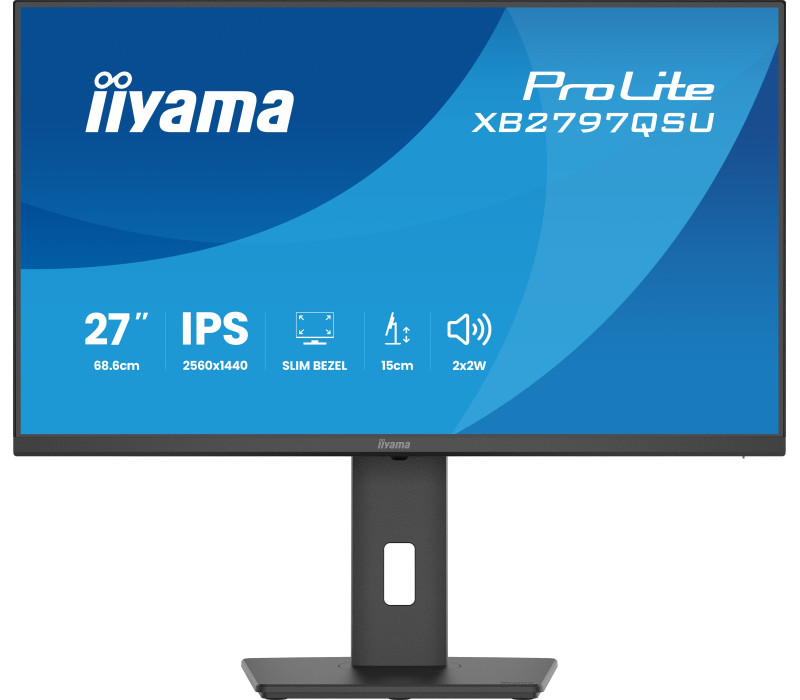 Monitor iiyama ProLite XB2797QSU-B1 27" IPS WQHD LED 1ms /2xHDMI, DP/ FlickerFree, HubUSB/USB-C, HAS