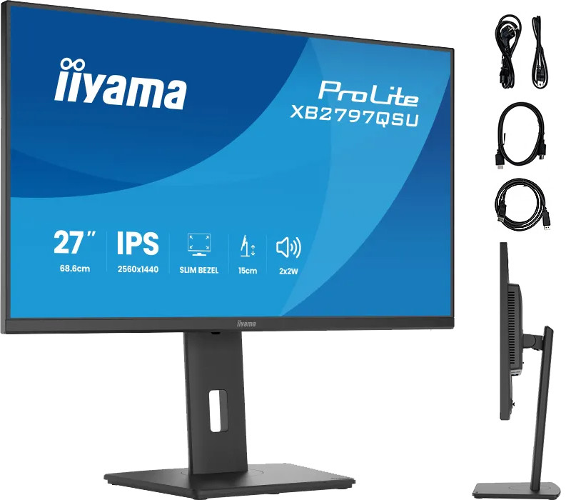 Monitor iiyama ProLite XB2797QSU-B1 27" IPS WQHD LED 1ms /2xHDMI, DP/ FlickerFree, HubUSB/USB-C, HAS