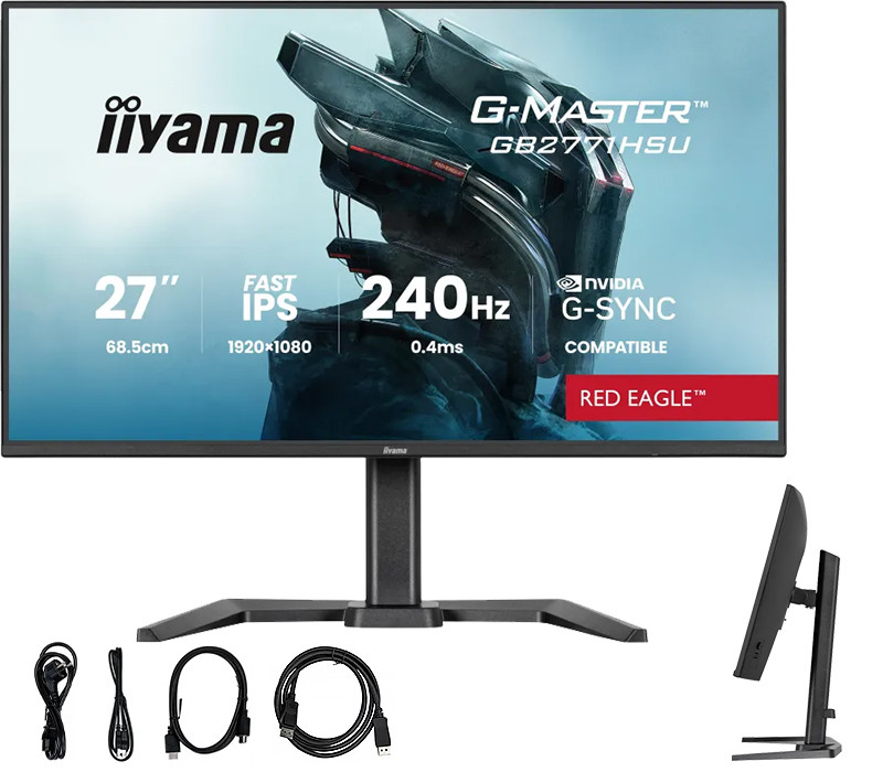 OUTLET iiyama G-Master GB2771HSU-B1 Red Eagle 27" IPS LED 240Hz 0,4ms /2xHDMI, DisplayPort/ Adaptive G‑SYNC, Black Tuner, HAS