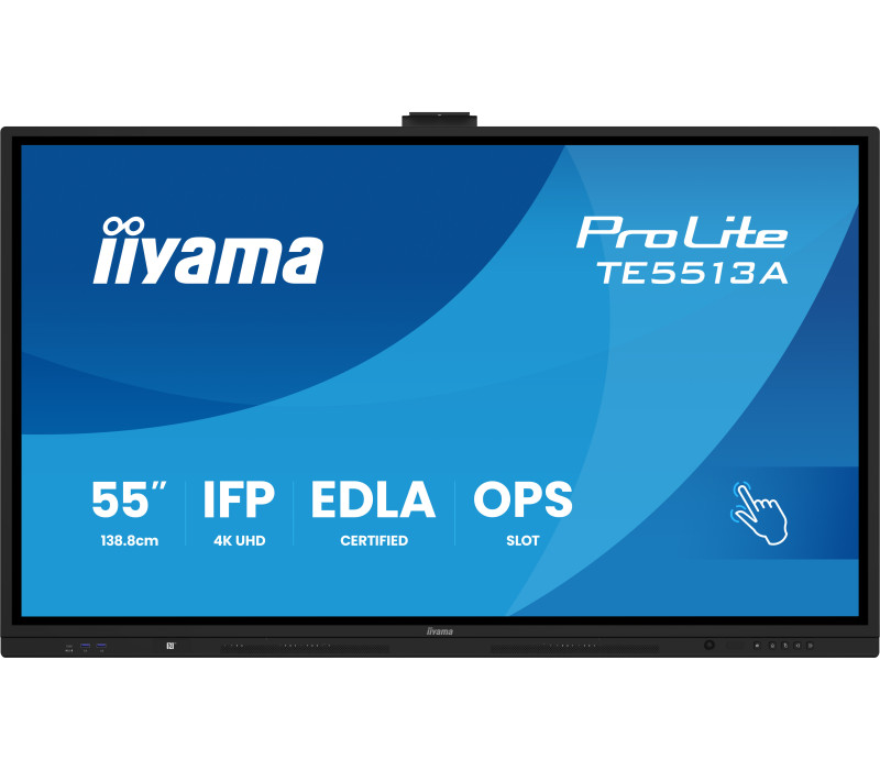 Monitor interaktywny iiyama 55" TE5513A-B3AG 4K IPS LED, Android 14+EDLA, iiShare, DMS, WiFi 6E, USB-C, NFC, PureTouch-IR+