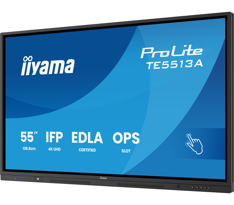 Monitor interaktywny iiyama 55" TE5513A-B3AG 4K IPS LED, Android 14+EDLA, iiShare, DMS, WiFi 6E, USB-C, NFC, PureTouch-IR+