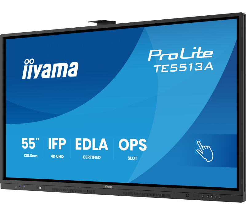 Monitor interaktywny iiyama 55" TE5513A-B3AG 4K IPS LED, Android 14+EDLA, iiShare, DMS, WiFi 6E, USB-C, NFC, PureTouch-IR+