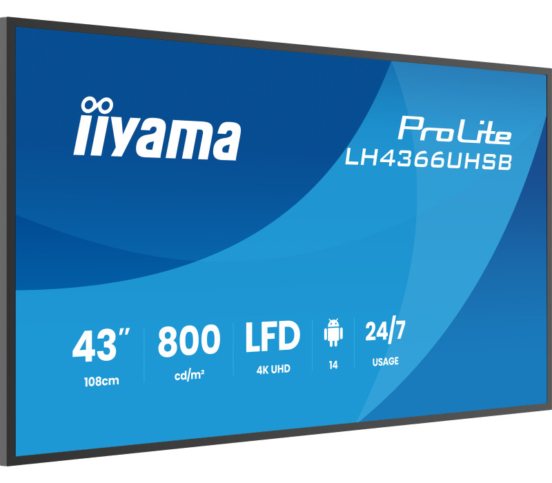 Monitor prezentacyjny 43" iiyama DS LH4364UHS-B1AG, 4K VA LED, USB-C, iiSignage² (CMS), iiControl (DMS), iiShare , 24/7