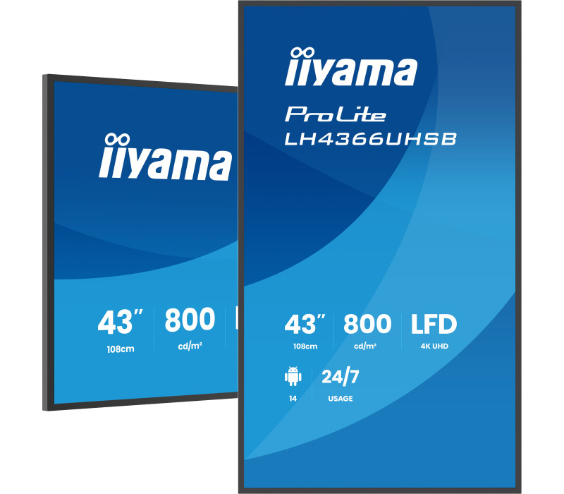 Monitor prezentacyjny 43" iiyama DS LH4364UHS-B1AG, 4K VA LED, USB-C, iiSignage² (CMS), iiControl (DMS), iiShare , 24/7
