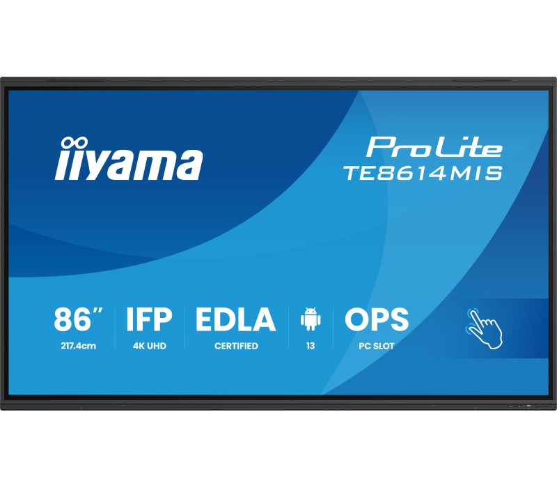 OUTLET Interaktywny monitor dotykowy iiyama ProLite TE8614MIS-B2AG 86" 4K, VA LED, Android13 EDLA, iiWare12E, ScreenShare, 24/7