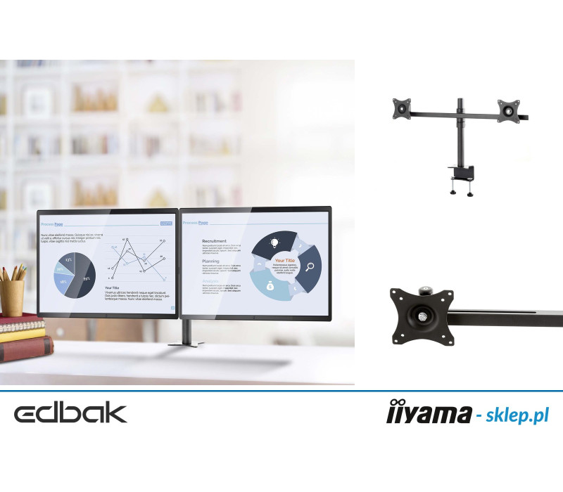 Edbak SV05c-B Uchwyt biurkowy do dwóch monitorów 19-27"
