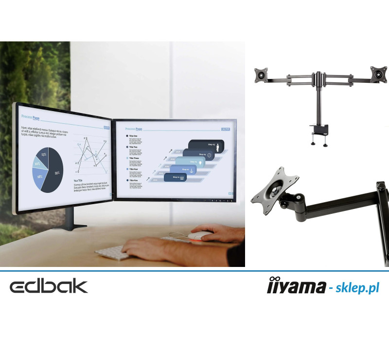 Edbak SV06c-B Uchwyt biurkowy z ramieniem do dwóch monitorów 19-27"