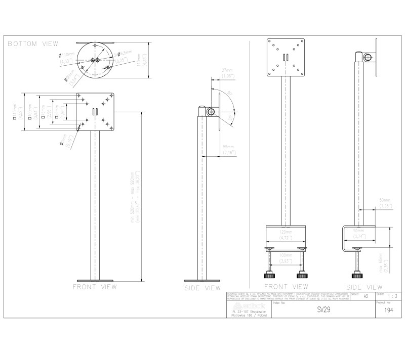 Edbak SV29c-B Uchwyt do montażu ekranu 10-29", czarny