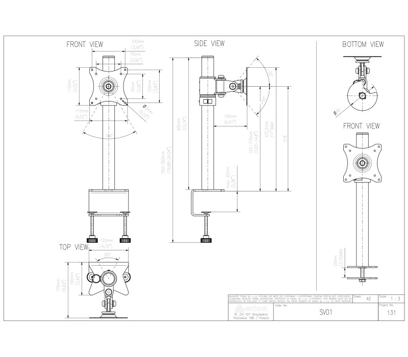 Edbak SV01c-B Uchwyt biurkowy do monitora 10-29"