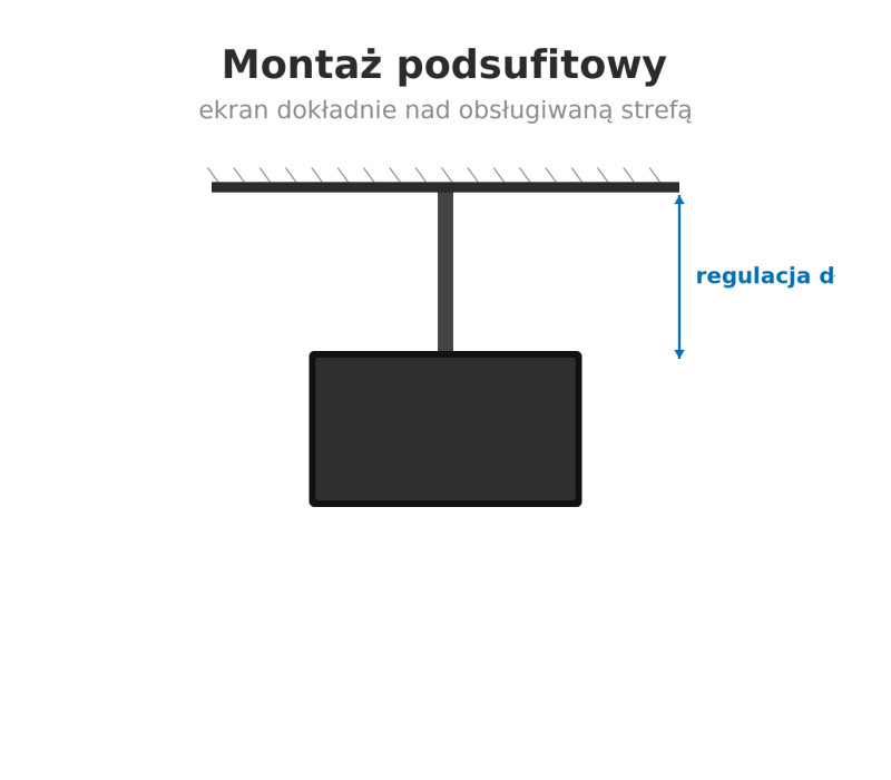 Edbak CM21c-B Uchwyt sufitowy z regulacją długości do uchwytów serii LWB/PWB/TWB/XWB (bez uchwytu do monitora) kolor czarny