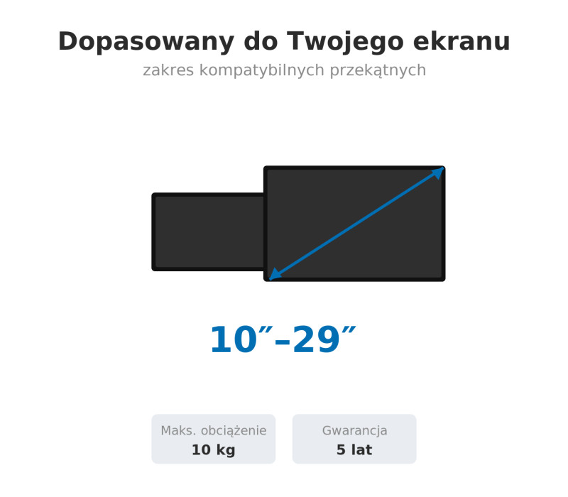 Edbak SV34c-B Uchwyt sufitowy z regulacją wysokości do ekranu 10-29", kolor czarny