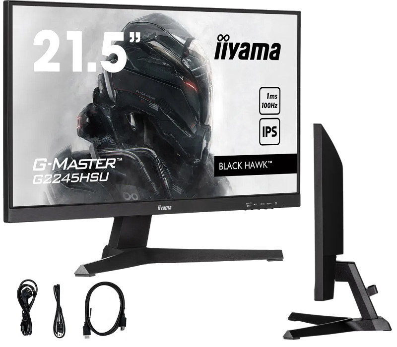 Monitor iiyama G-Master Black Hawk G2245HSU-B2 22" IPS LED 1ms 100Hz /HDMI, DisplayPort, hub USB/ FreeSync, FlickerFree