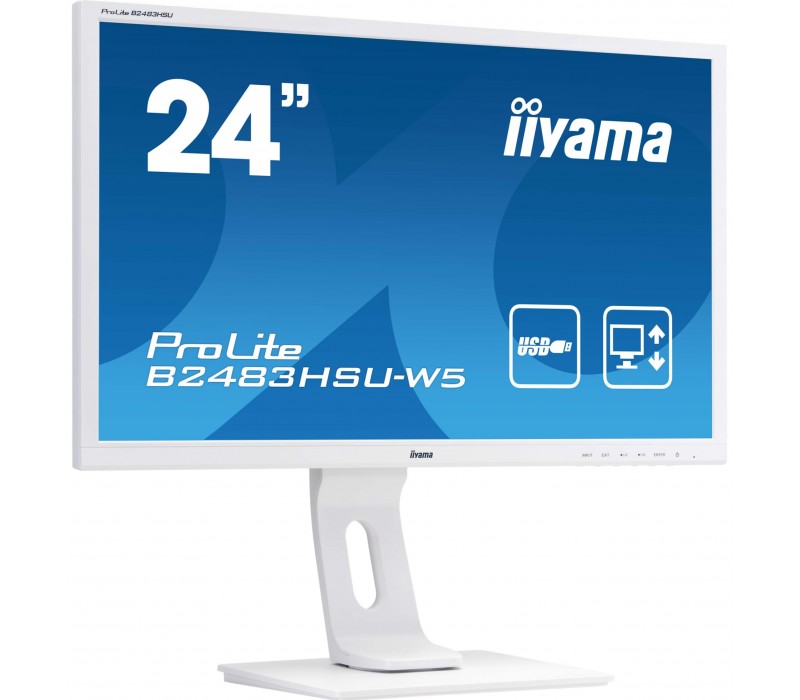 OUTLET Monitor iiyama ProLite B2483HSU-W5 24" TN 1ms FlickerFree BlueLightReduction VGA/DP/HDMI Biały