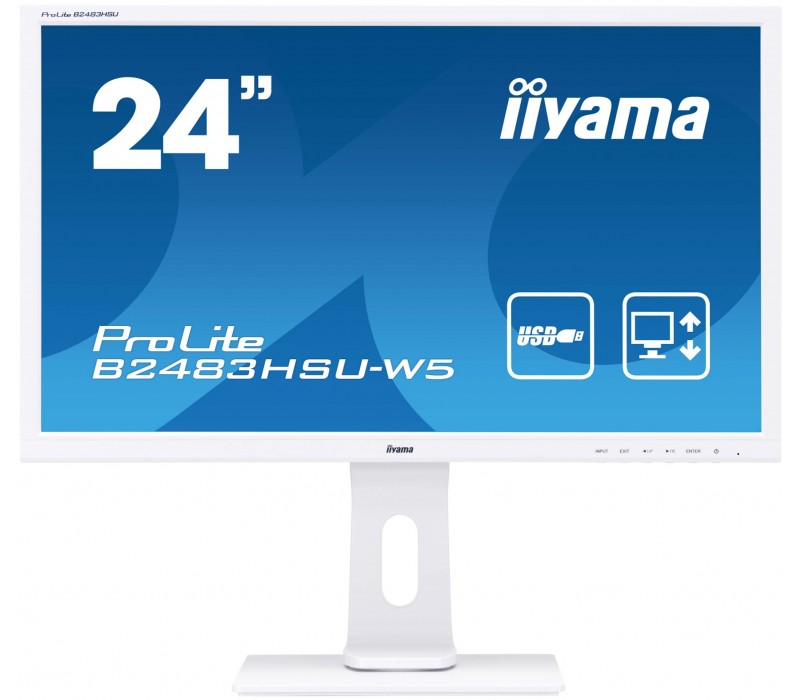 OUTLET Monitor iiyama ProLite B2483HSU-W5 24" TN 1ms FlickerFree BlueLightReduction VGA/DP/HDMI Biały