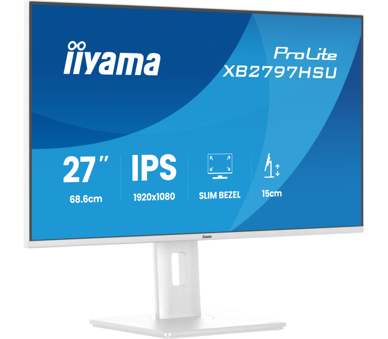 Biały monitor iiyama ProLite XB2797HSU-W1 27" IPS LED 120Hz 1ms /HDMI, DP/ FlickerFree, Redukcja niebieskiego światła, HAS