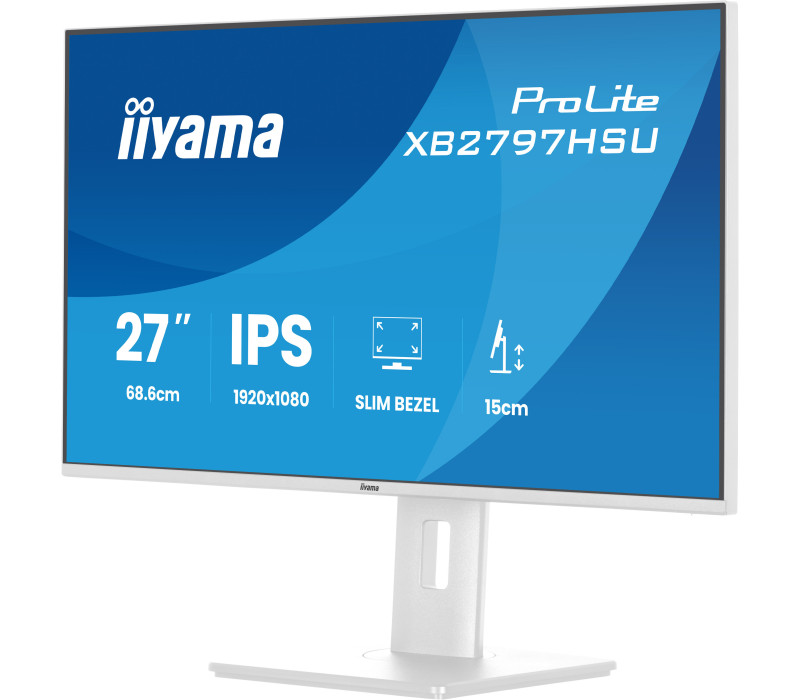 Biały monitor iiyama ProLite XB2797HSU-W1 27" IPS LED 120Hz 1ms /HDMI, DP/ FlickerFree, Redukcja niebieskiego światła, HAS