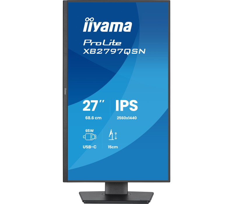 Monitor iiyama ProLite XB2797QSN-B1 27" IPS WQHD LED 1ms 75Hz /USB-C HDMI DP/ LAN Stacja dokująca FlickerFree