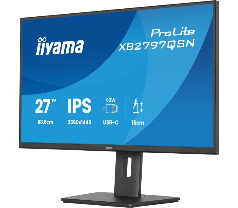 Monitor iiyama ProLite XB2797QSN-B1 27" IPS WQHD LED 1ms 75Hz /USB-C HDMI DP/ LAN Stacja dokująca FlickerFree