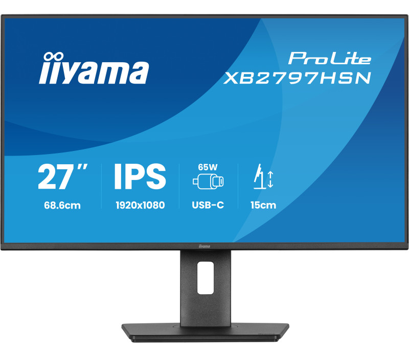 Monitor iiyama ProLite XB2797HSN-B1 27" IPS LED 1ms 100Hz /HDMI DP/ Wbudowana stacja dokująca USB-C, LAN, FlickerFree