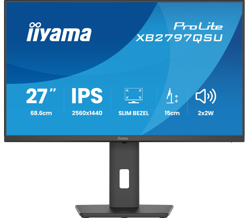 Monitor iiyama ProLite XB2797QSU-B1 27" IPS WQHD LED 1ms /2xHDMI, DP/ FlickerFree, HubUSB/USB-C, HAS