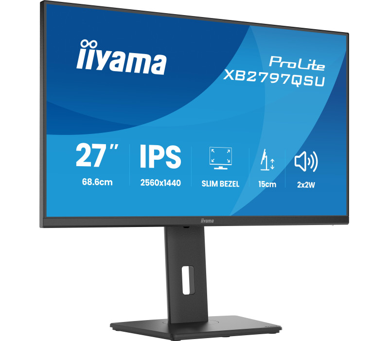 Monitor iiyama ProLite XB2797QSU-B1 27" IPS WQHD LED 1ms /2xHDMI, DP/ FlickerFree, HubUSB/USB-C, HAS