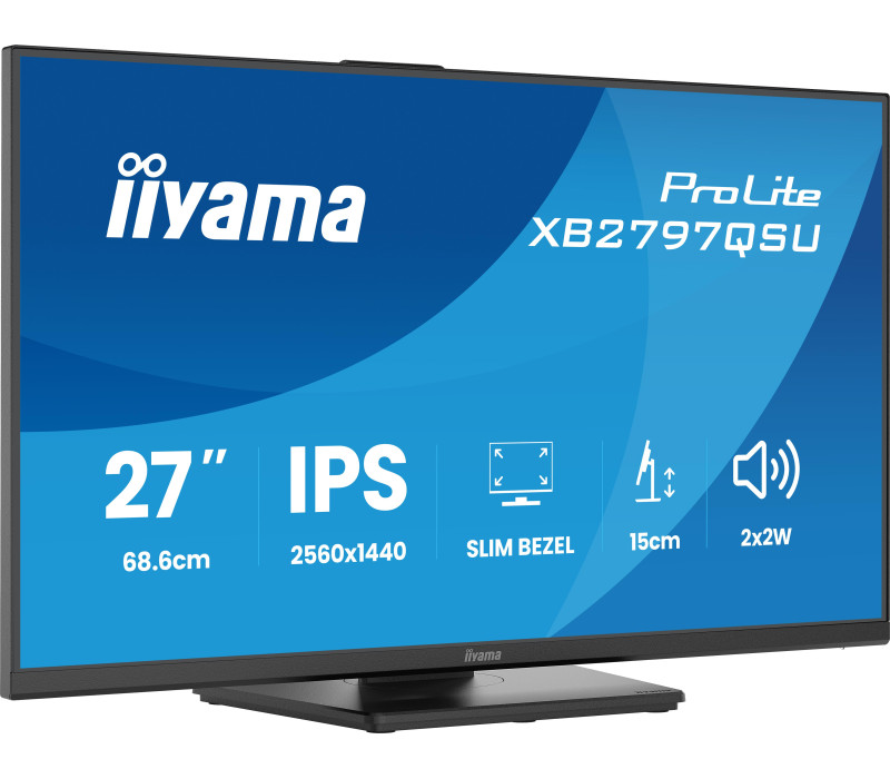 Monitor iiyama ProLite XB2797QSU-B1 27" IPS WQHD LED 1ms /2xHDMI, DP/ FlickerFree, HubUSB/USB-C, HAS