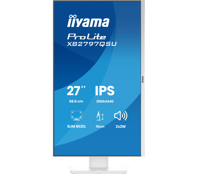 Biały monitor iiyama ProLite XB2797QSU-W1 27" IPS QHD LED 1ms /HDMI, DP/ FlickerFree, Redukcja niebieskiego światła, HAS