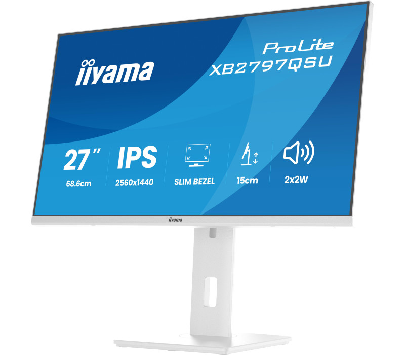 Biały monitor iiyama ProLite XB2797QSU-W1 27" IPS QHD LED 1ms /HDMI, DP/ FlickerFree, Redukcja niebieskiego światła, HAS