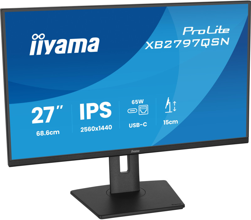 Monitor iiyama ProLite XB2797QSN-B1 27" IPS WQHD LED 1ms 75Hz /USB-C HDMI DP/ LAN Stacja dokująca FlickerFree