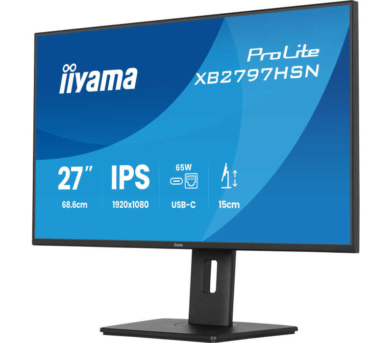 Monitor iiyama ProLite XB2797HSN-B1 27" IPS LED 1ms 100Hz /HDMI DP/ Wbudowana stacja dokująca USB-C, LAN, FlickerFree