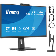 Monitor iiyama XB2797QSNPH-B1 27" IPS WQHD LED 1ms Kamera Windows Hello+Mikrofon /USB-C HDMI DP/ KVM LAN Stacja dokująca