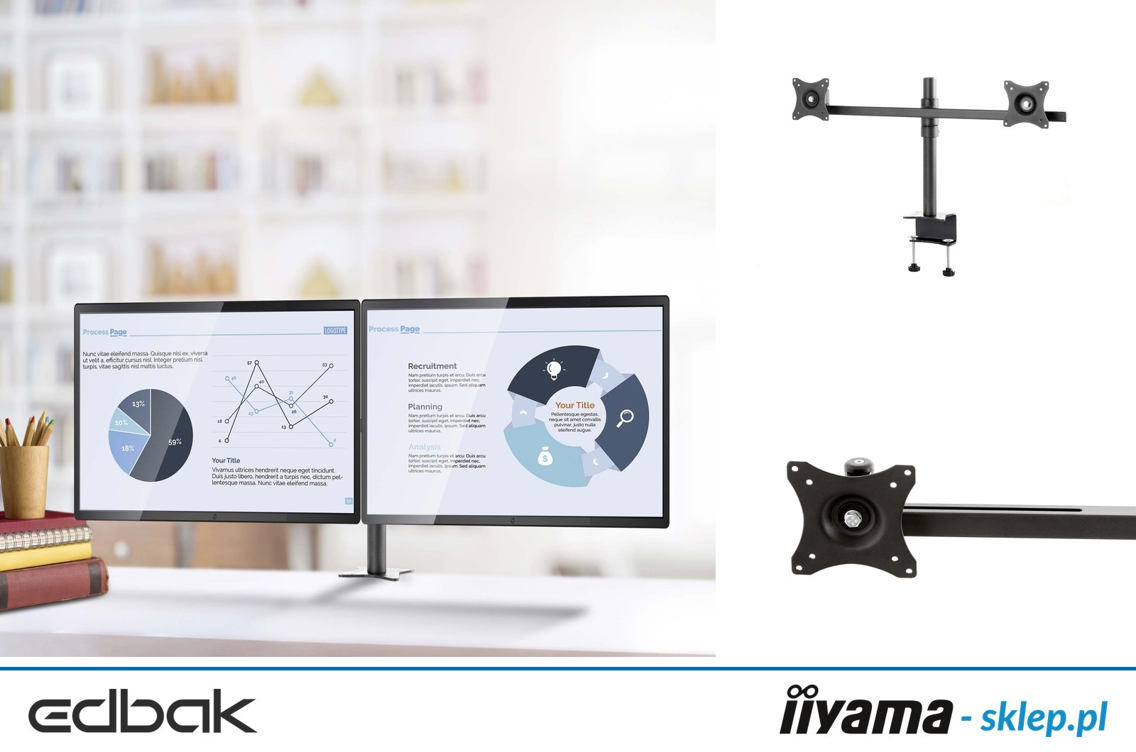 Edbak Uchwyt biurkowy do dwóch monitorów 19-27"