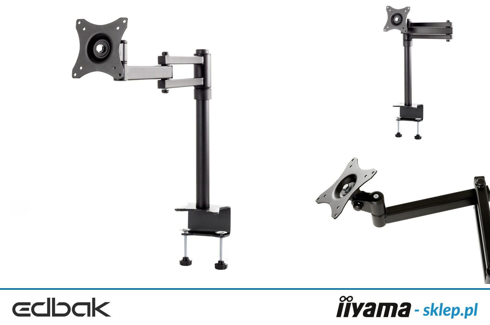 Edbak Uchwyt biurkowy z podwójnym ramieniem do monitora 10-29", black
